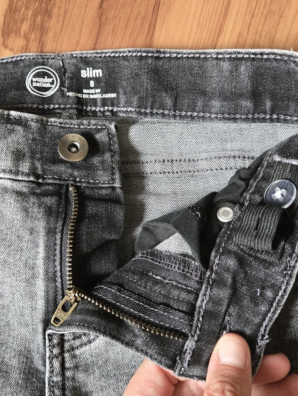 Acid Washed Charcoal Place Distressed Slim jeans Kids 8 VGUC